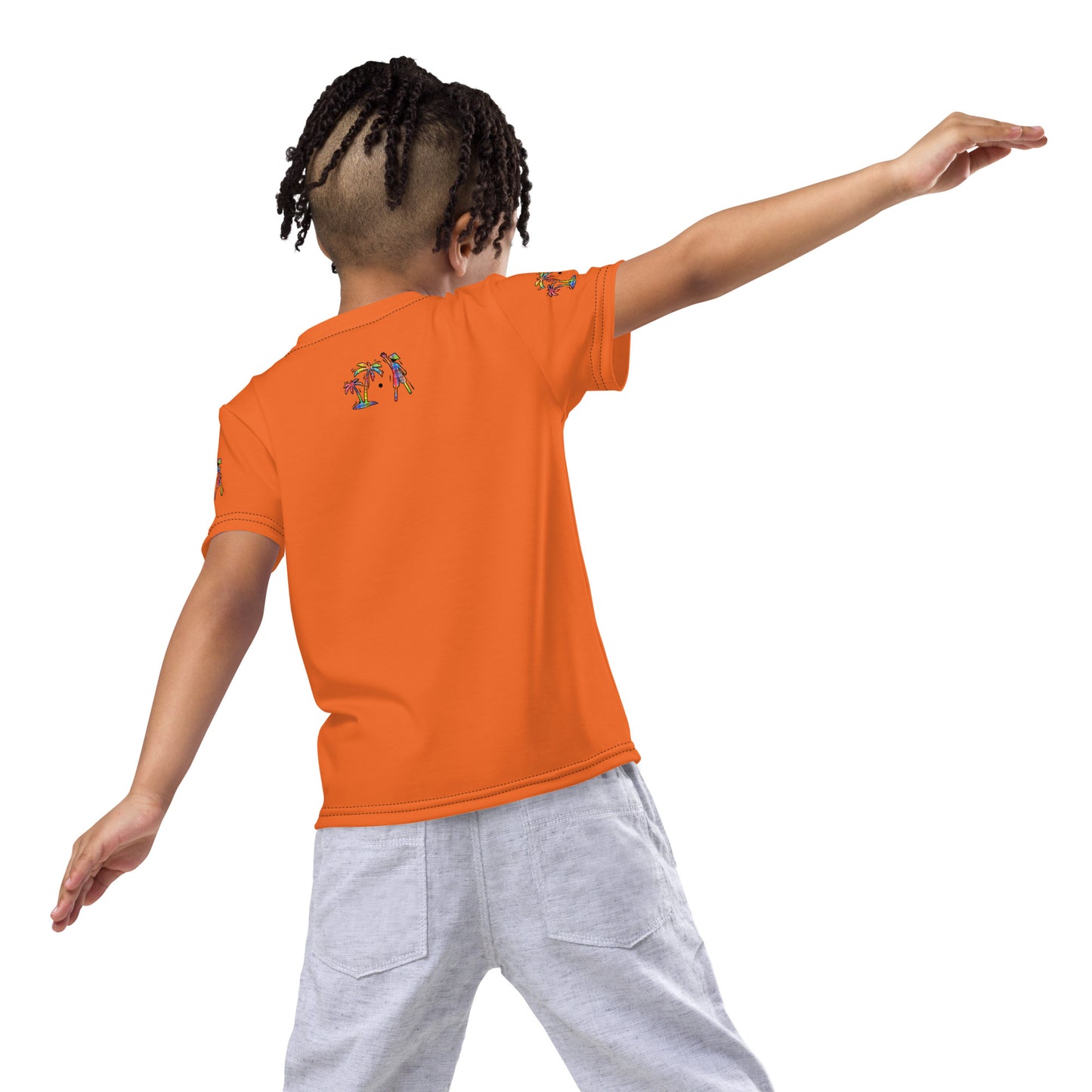 Orange V.Localized (Madras) Dry-Fit Kids  T-Shirt