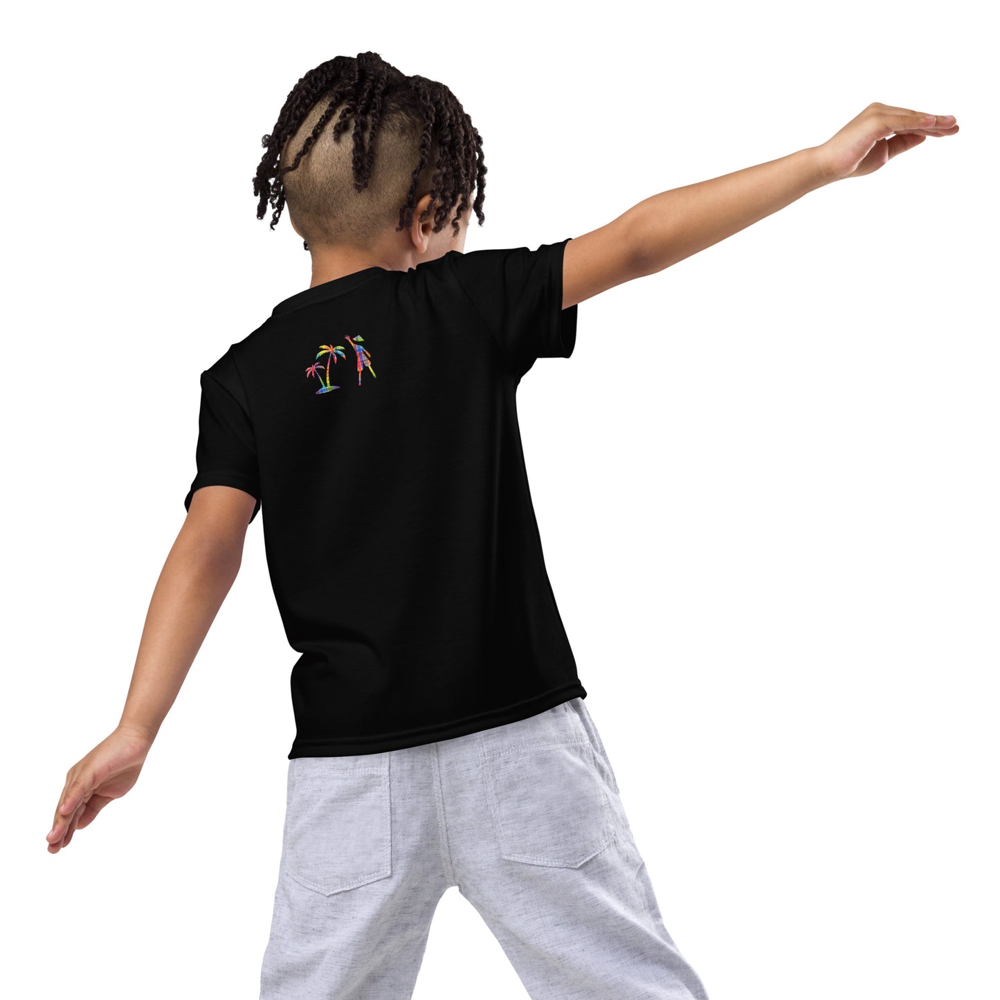 Black V.Localized (Madras) Dry-Fit Kids  T-Shirt