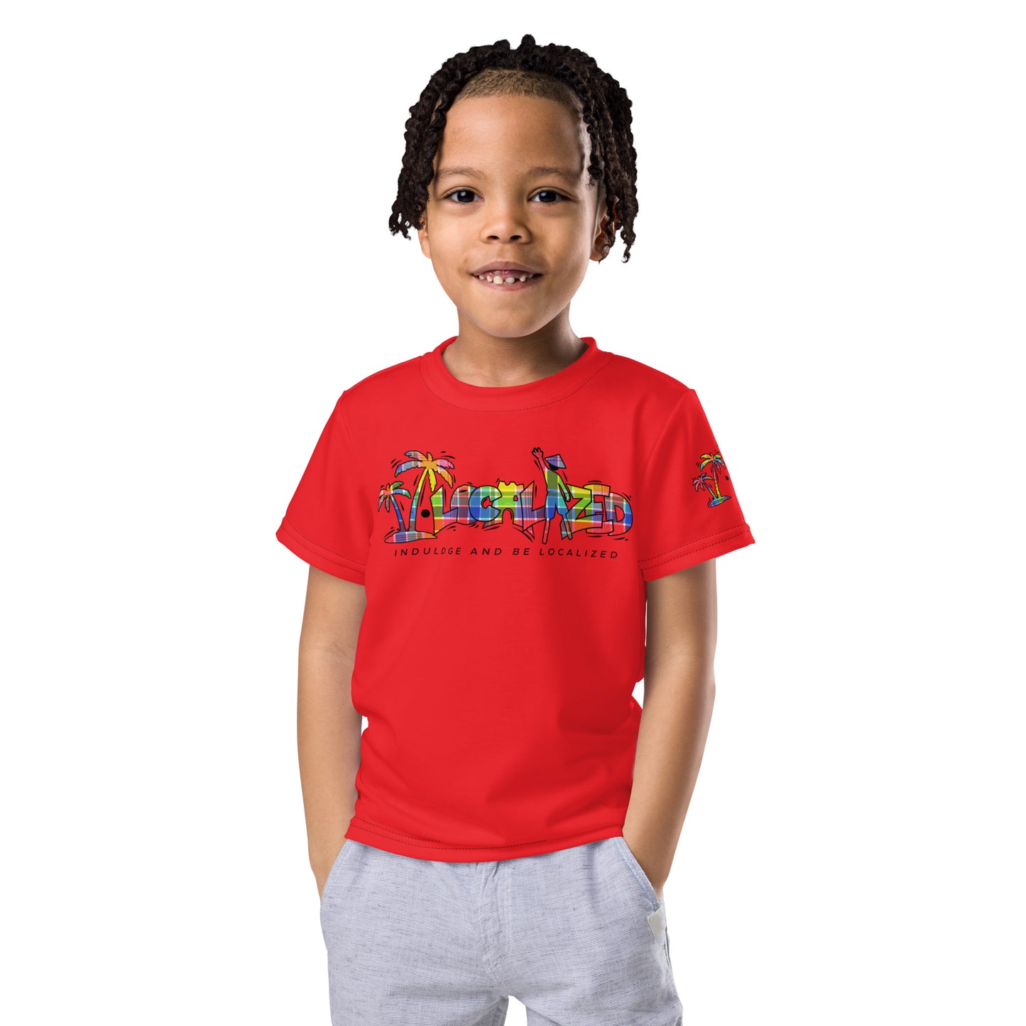 Red V.Localized (Madras) Dry-Fit Kids  T-Shirt