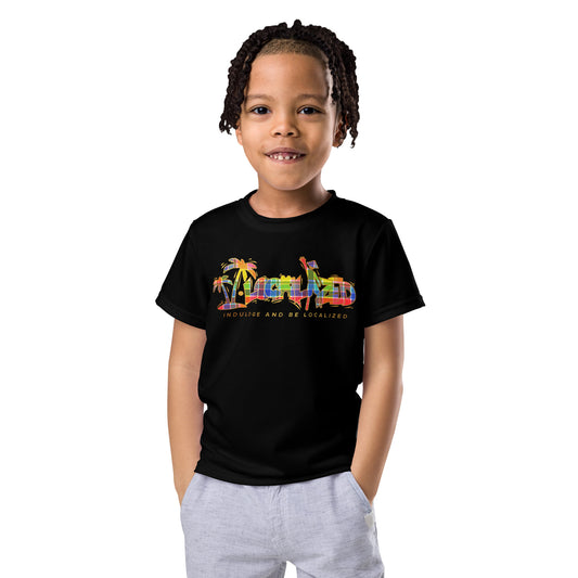 Black V.Localized (Madras) Dry-Fit Kids  T-Shirt