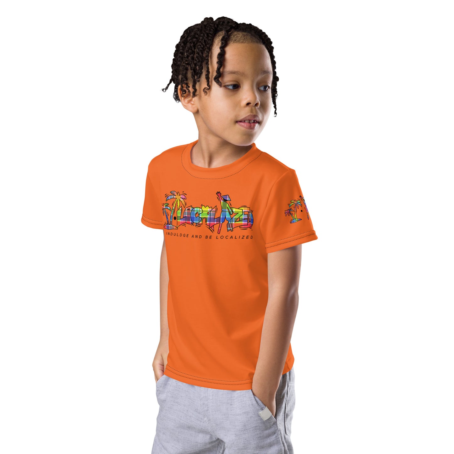 Orange V.Localized (Madras) Dry-Fit Kids  T-Shirt