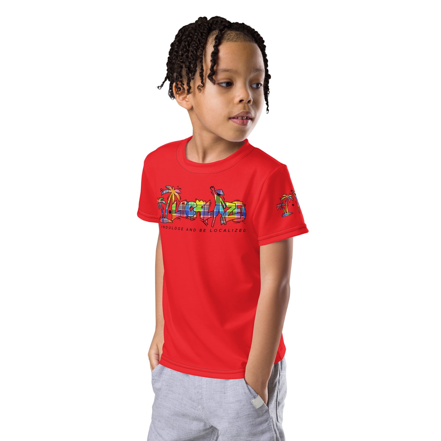 Red V.Localized (Madras) Dry-Fit Kids  T-Shirt