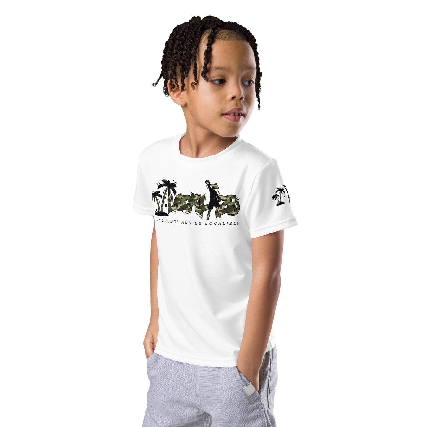 White V.Localized (Camo) Dry-Fit kids T-Shirt