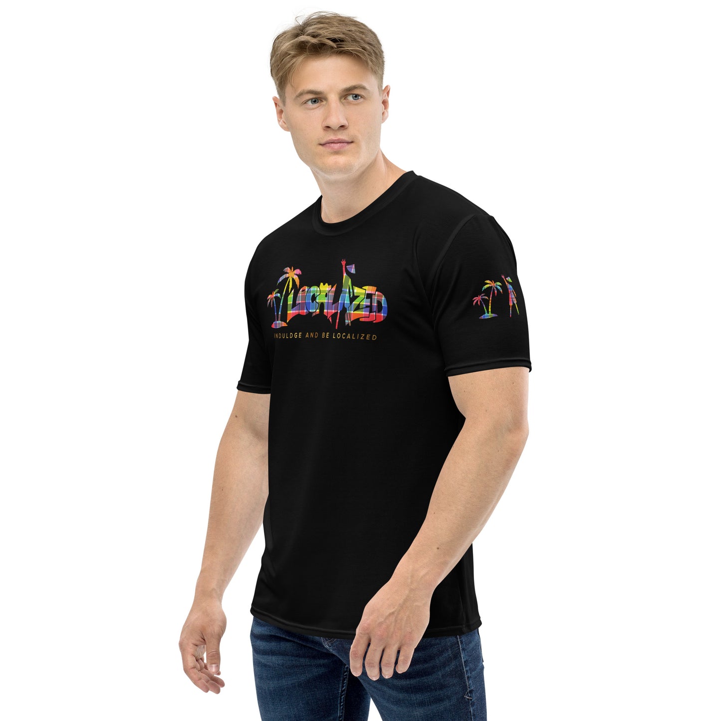 Black V.Localized (Madras) Dry-Fit Mens T-Shirt