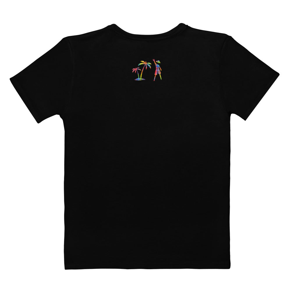 Black V.Localized (Gold Madras) Dry-Fit Women's T-shirt