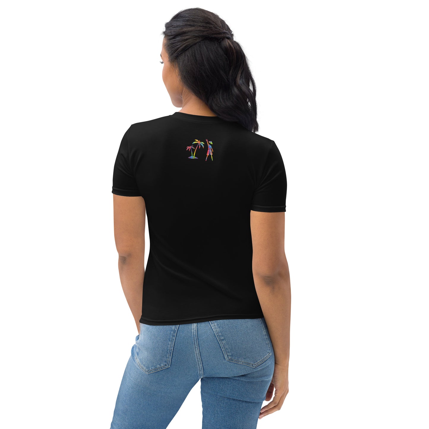 Black V.Localized (Gold Madras) Dry-Fit Women's T-shirt