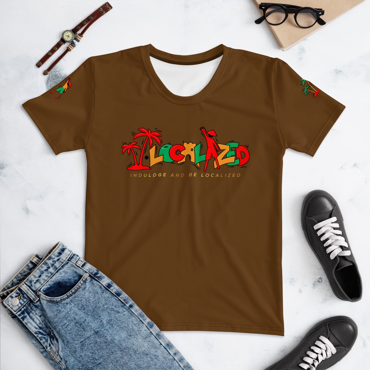 Brown V.localized (Ice/Gold/Green) Womens Dry-Fit T-Shirt