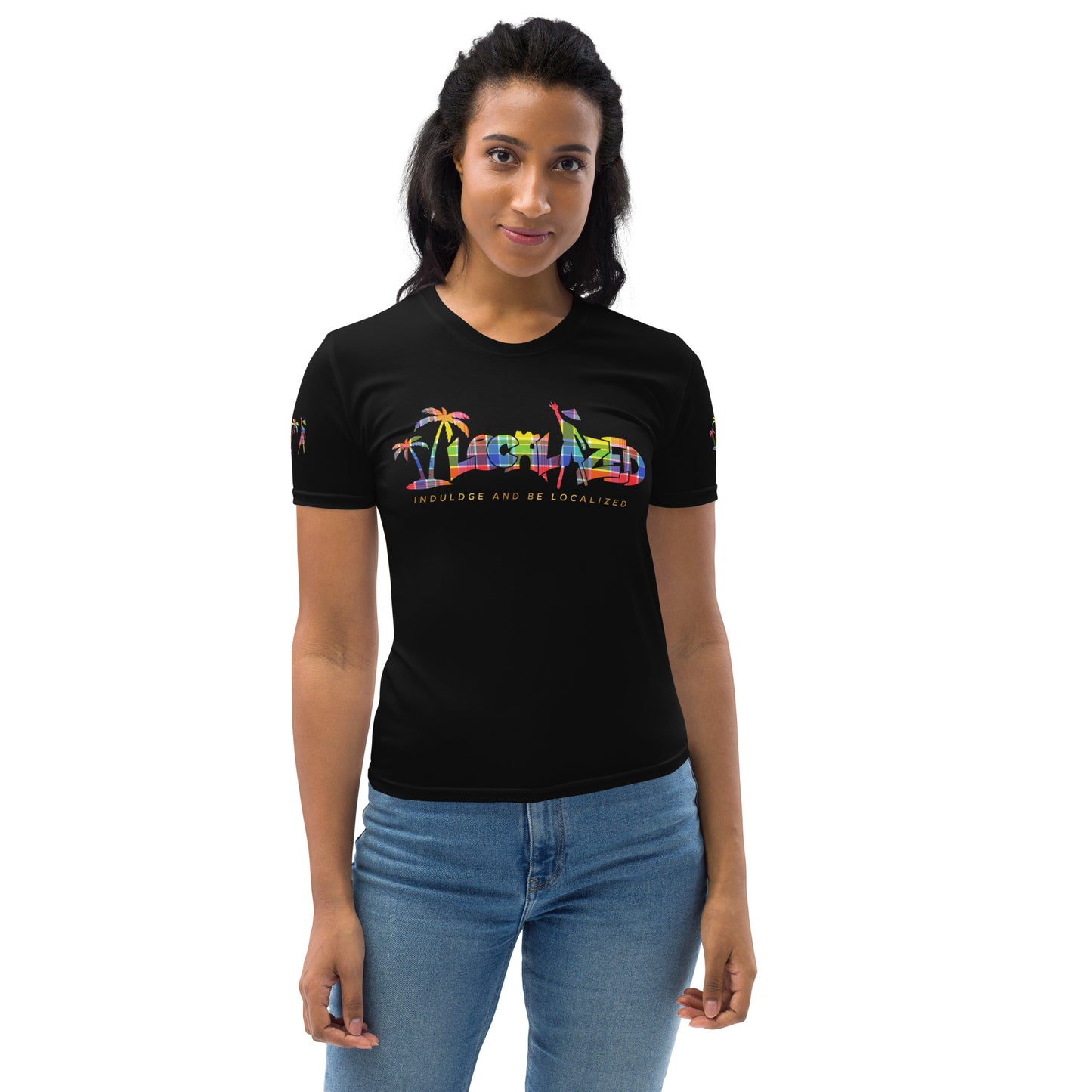 Black V.Localized (Madras) Dry-Fit Women's T-shirt