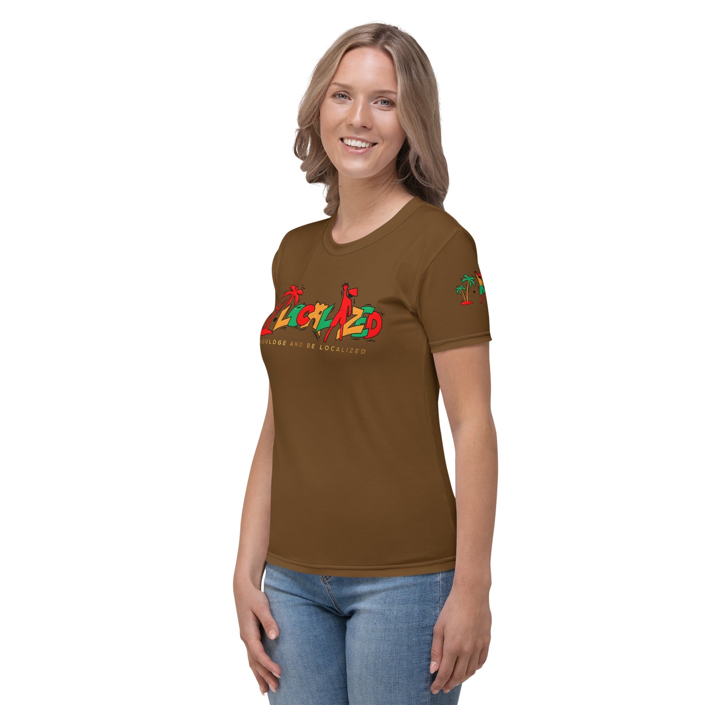Brown V.localized (Ice/Gold/Green) Womens Dry-Fit T-Shirt