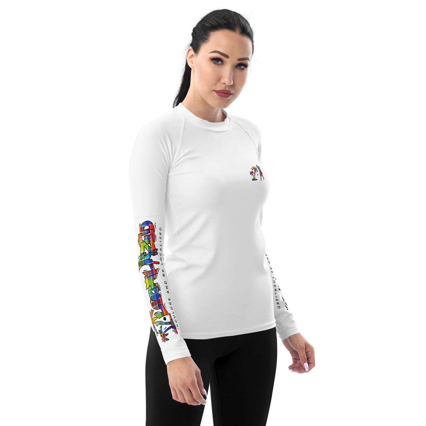 White V.Localized (Madras) Women's Rash Guard