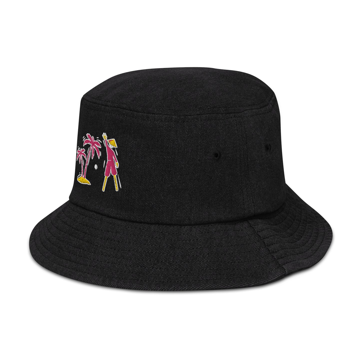 Pink/Yellow/White VI Denim bucket hat