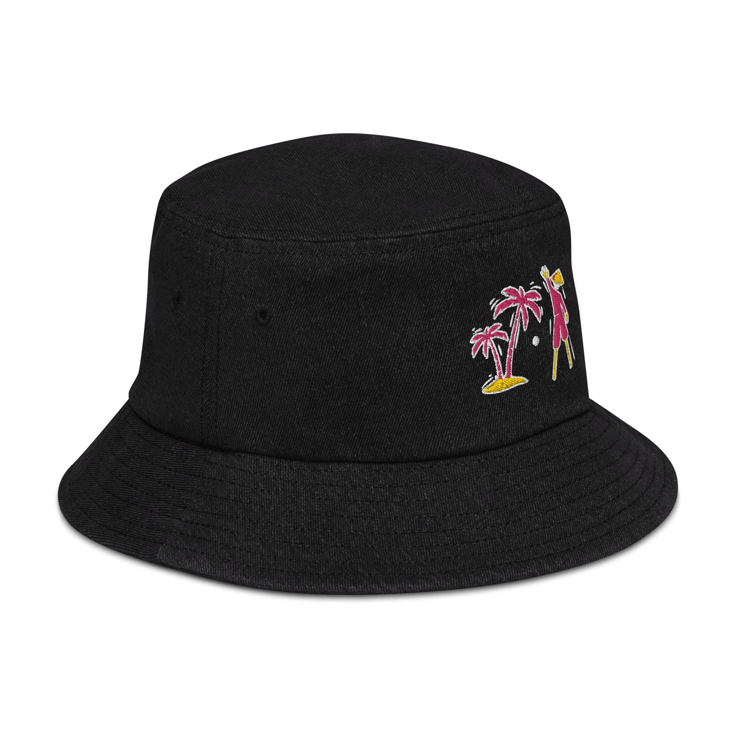 Pink/Yellow/White VI Denim bucket hat