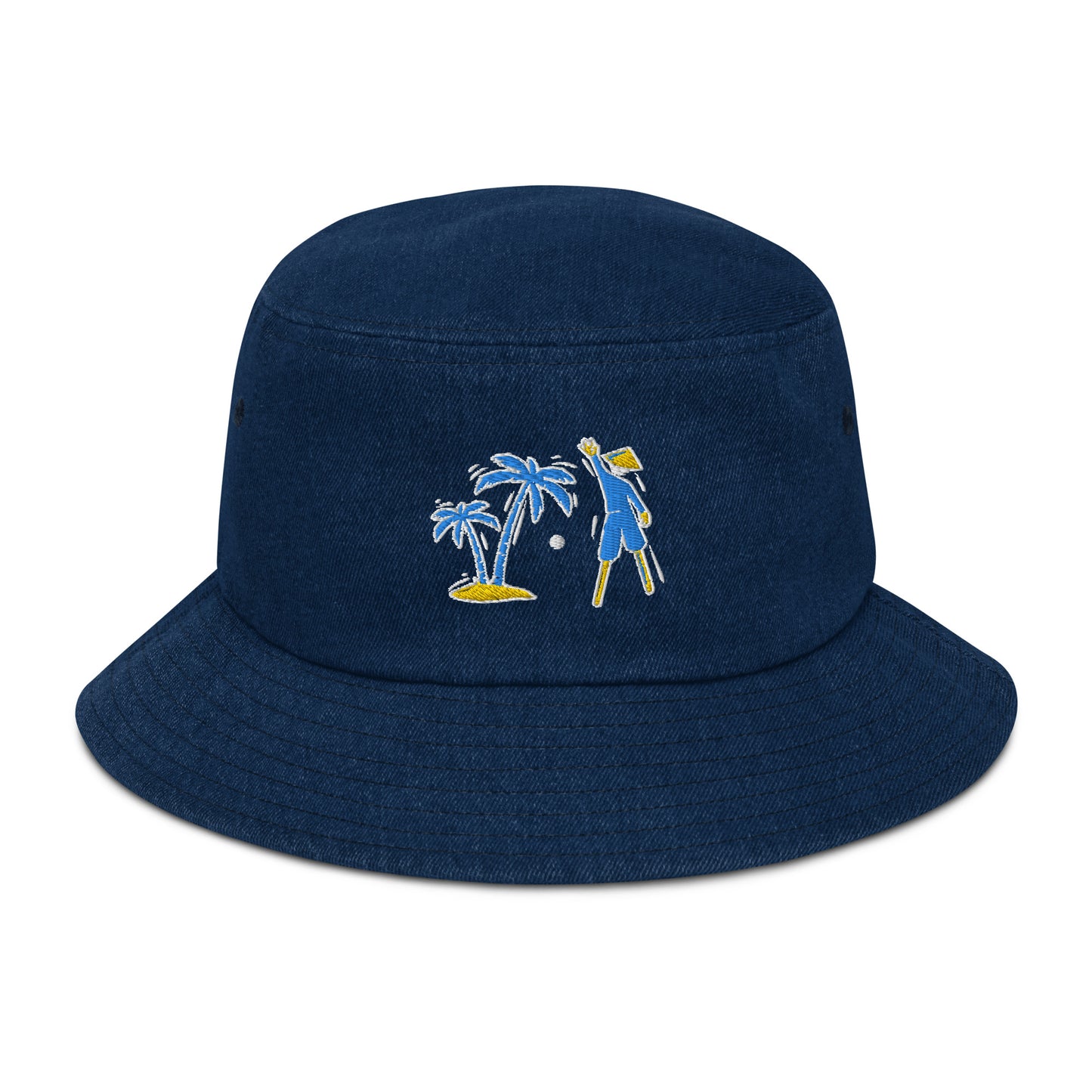 Yellow/Blue/white VI Denim bucket hat