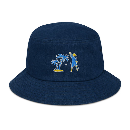 Yellow/Blue/white VI Denim bucket hat