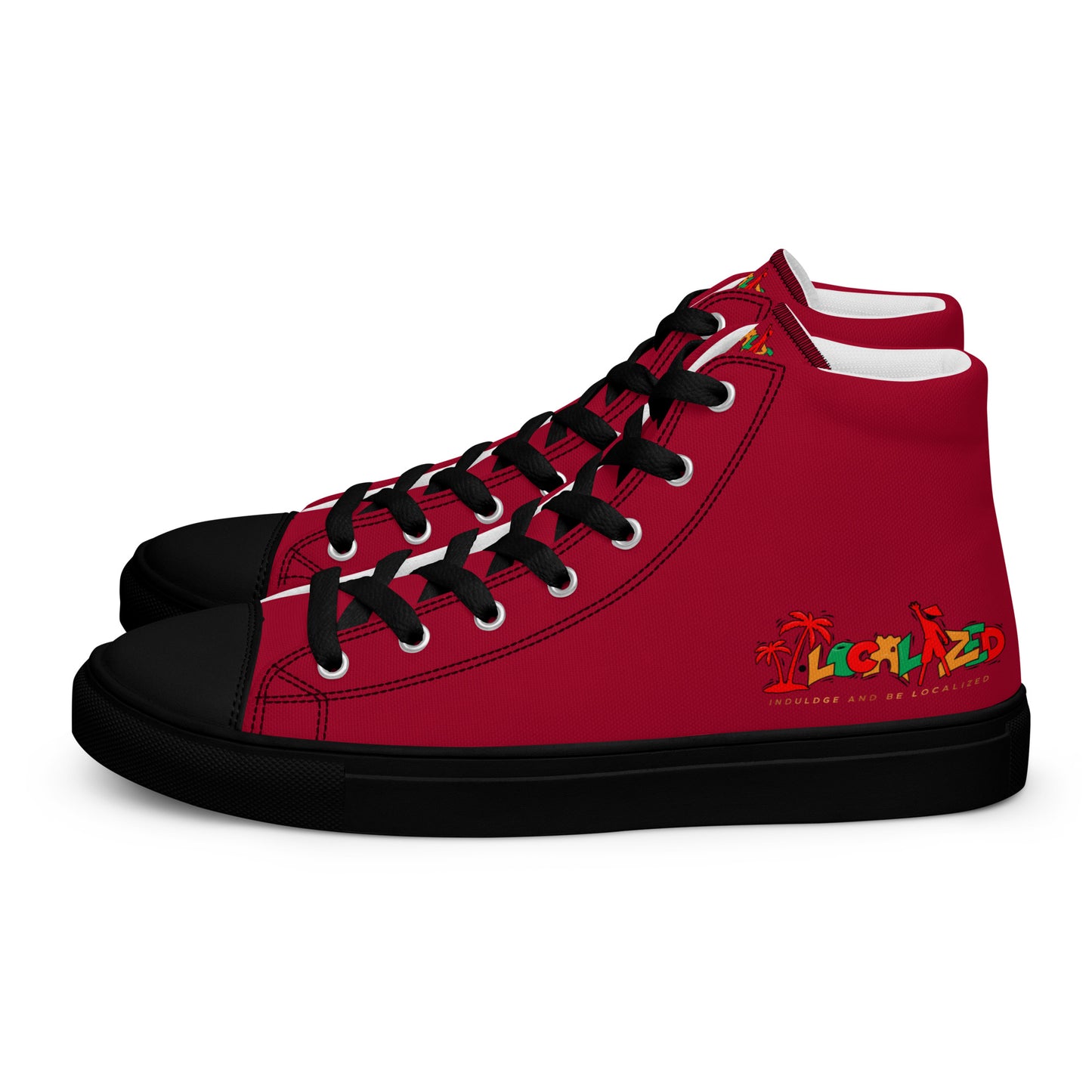 Maroon V.Loclalized (Ice/Gold/Green)Men’s high top canvas shoes