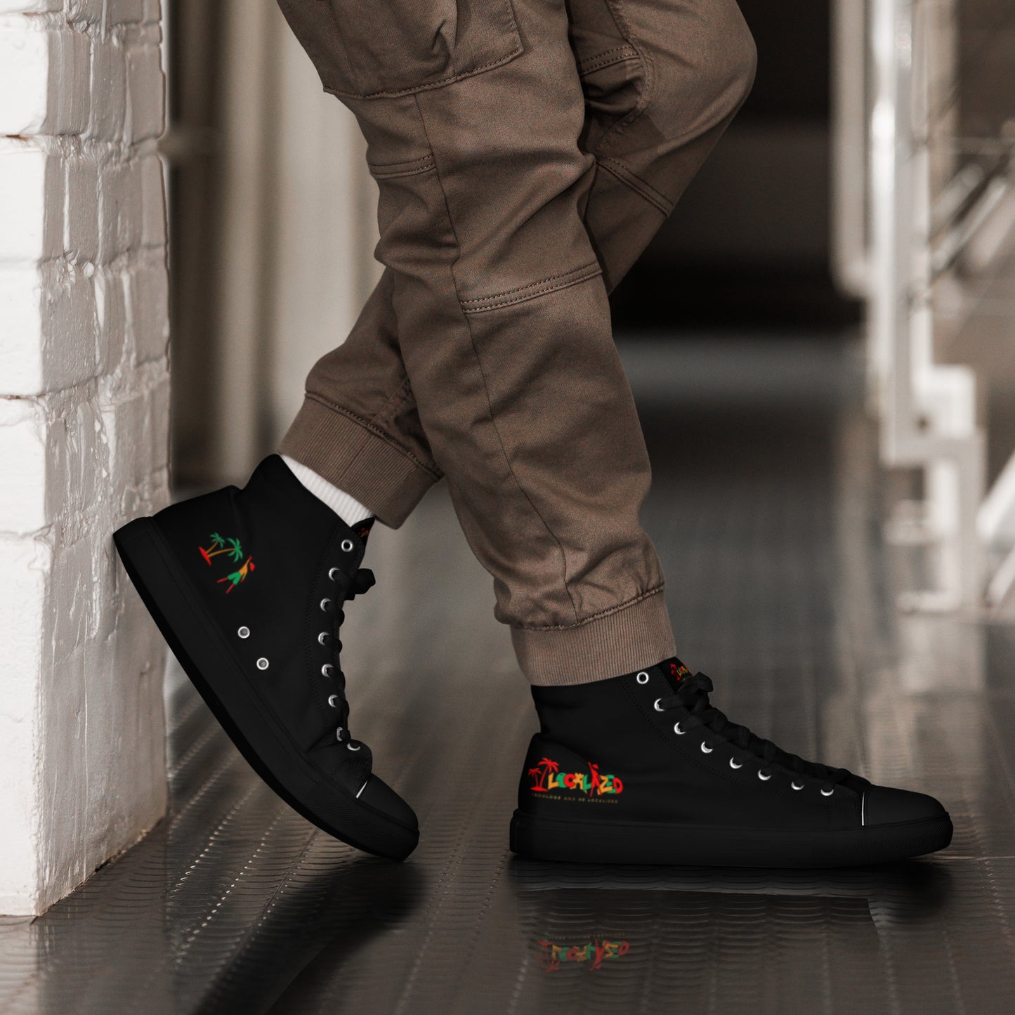 Black V.Localized (Ice/Gold/Green) Men’s high top canvas shoes