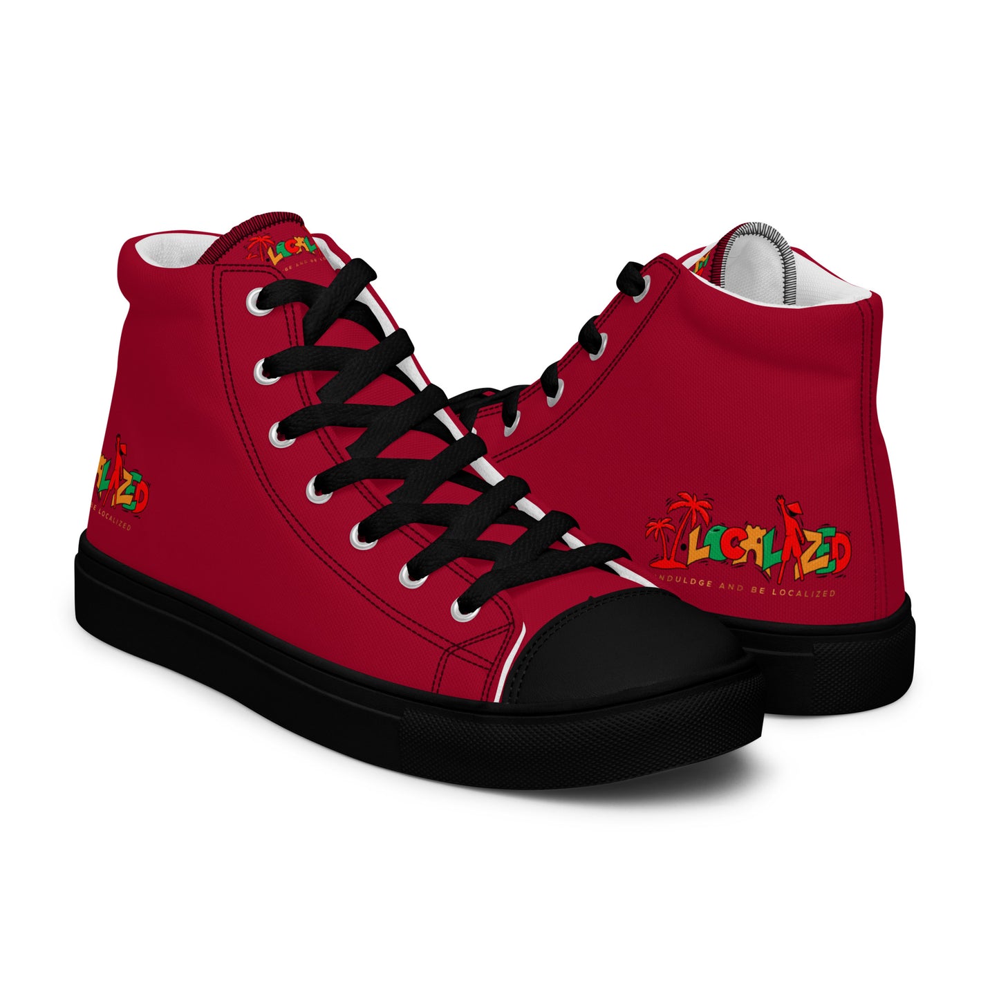 Maroon V.Loclalized (Ice/Gold/Green)Men’s high top canvas shoes